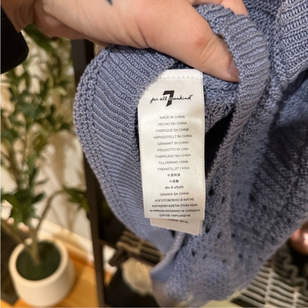 7 For All Mankind Blue Ruffled Knit sweater - Picture 9 of 9